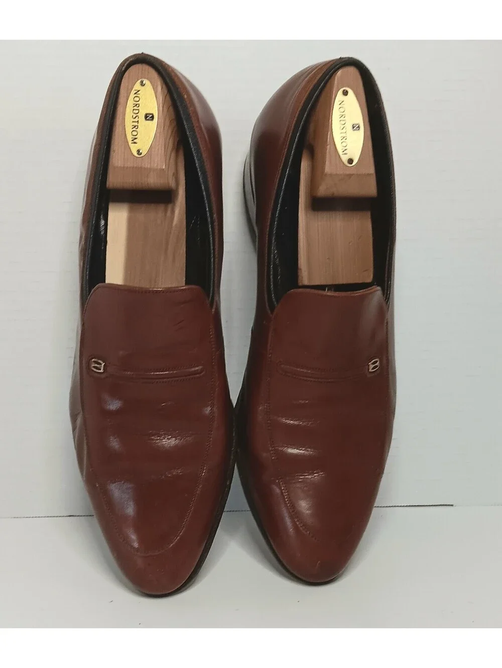 Vintage Florsheim Designer Collection Cognac Leather Slip On Loafers Men’s 12D
